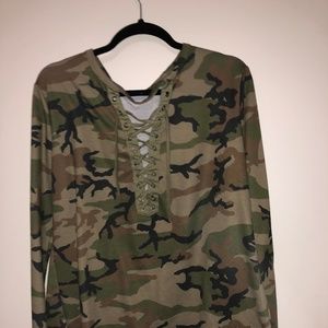 Camo Lace up top